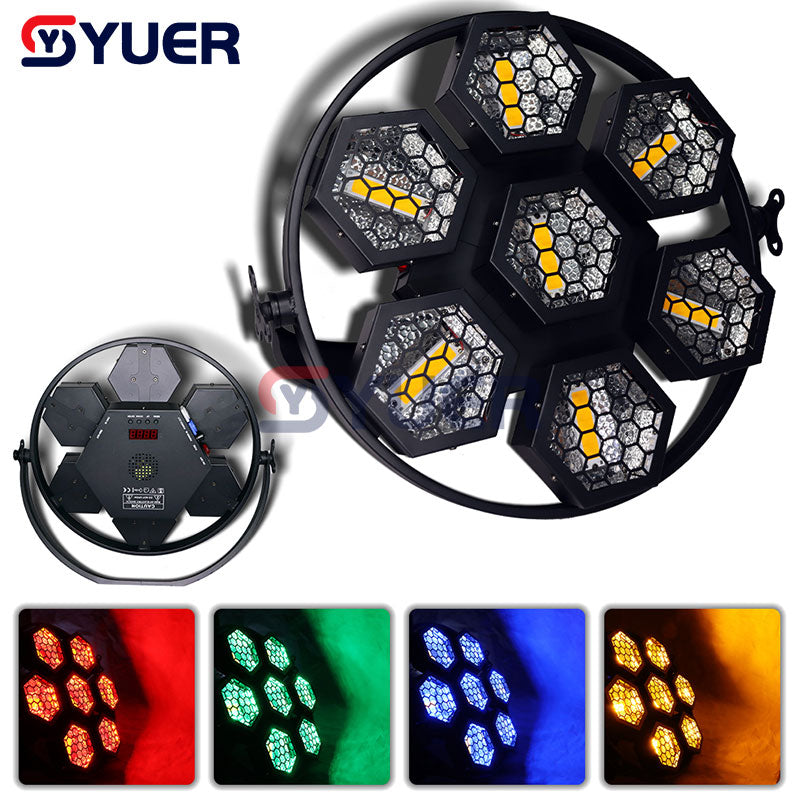YUER™️ 7x50W Retro Flash Light Strobe RGB Wash Effect Sound DMX Control For Party Disco Club Light DJ Equipment Stage Effect Lighting