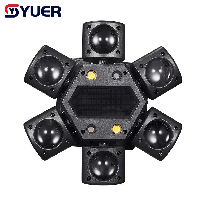 YUER™️12X3W Beam LED+3X3W Spot LED RGBW 4IN1 6 Head Moving Head Light With RG Laser +Strobe Effect Remote Control DMX Stage Lighting for Disco Music Bar Party