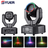 YUER™️ Mini Lyre Laser Avec Anneau LED 1X50mw Rouge+1X50mw Vert+1X50mw Bleu DMX512 Pour DJ Disco Soirée Scène Effet Lumière Night Club Bar Lumière