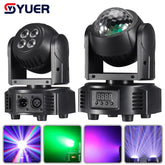 YUER™️ Mini RGBW LED Lyre Moving Head Boule Magique Wash Strobe 3-en-1 Projecteur PAR DMX512 Effet de Lumière de Scène Wash Disco DJ Fête Bar