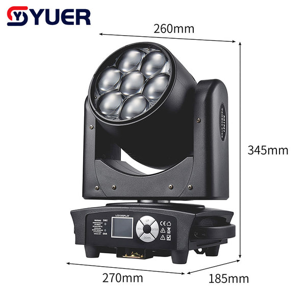 YUER™️ 7x40W RGBW 4IN1 LED Bee Eye Zoom Moving Head Light Dmx 512
