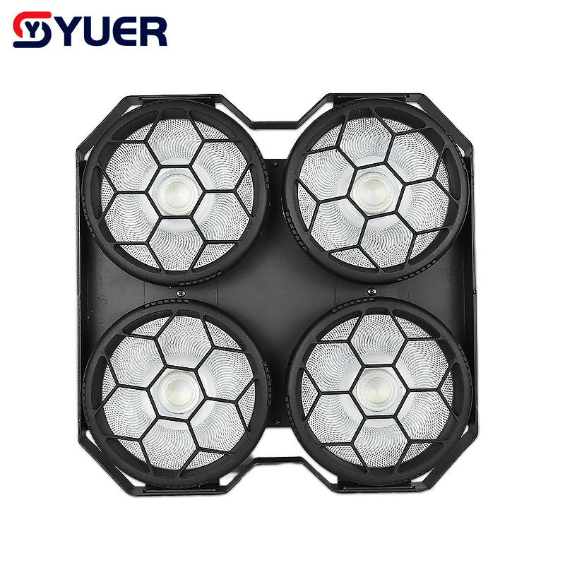 YUER™️ NEW  4 eyes 4X50W Cool Warm White  COB + RGB Flood Blinder Lights DJ Audience Stage Lighting Effect Disco Bar Wedding Party