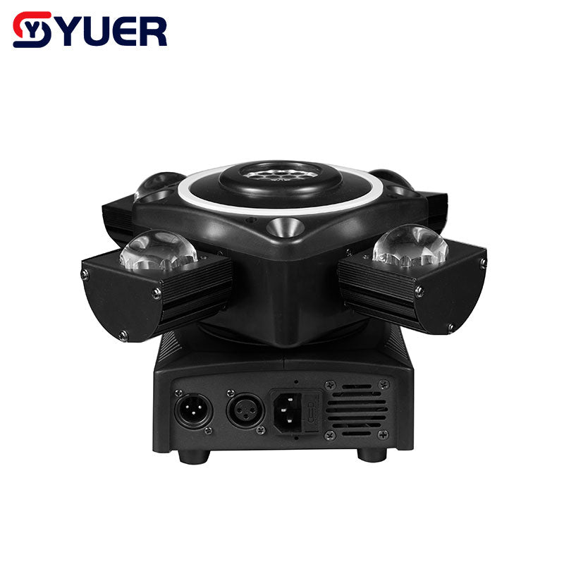 YUER™️ NEW LED 4X10W RGBW 4 Moving Head Beam Light DMX512 Controlled With Ring RG Laser Strobe Effect Disco Music Dance Bar Party Light