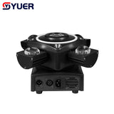 YUER™️ NEW LED 4X10W RGBW 4 Moving Head Beam Light DMX512 Controlled With Ring RG Laser Strobe Effect Disco Music Dance Bar Party Light