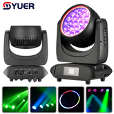 YUER™️Mini Projecteur Lyre Imperméable IP65 19X40W RGBW 4IN1 Avec Anneau Faisceau Wash Zoom RDM DMX512 Pour DJ Bar Mariage Scène Soirée