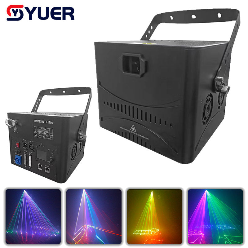 YUER™️ 10W Full Color Laser Light RGB Pattern Scanning Effect Light Stage Projector DMX512 Music Control DJ Disco Party Prom Bar Club Dance Floor