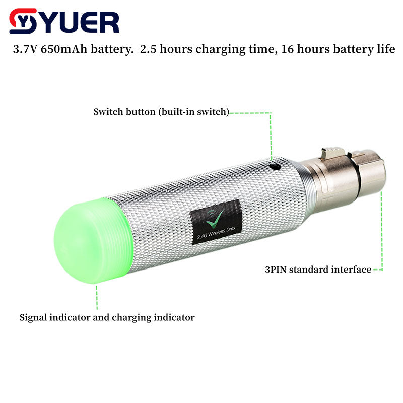 YUER™️ DMX512 Wireless Receiver or Transmitter Laser Light 500m Controller Receiver or Transmitter 2.4G for LED Stage Light LED Light