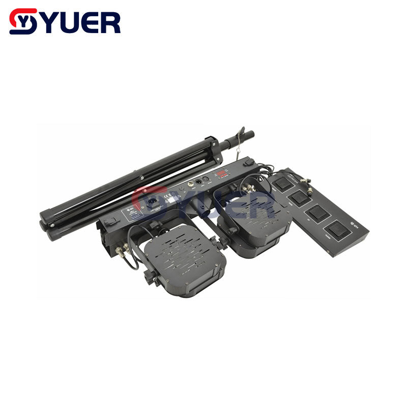 YUER™️ Led Par Kit 4pcs 7x10W 4in1 RGBW Led Slim Flat Par Lights with Light Stand DMX Bar Foot Controller Bag Package Set