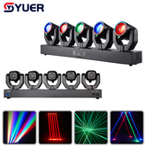 YUER™️Mini 5X30W Lyre à LED avec anneau LED 5X100mw Lasers Vert Effet DMX512 pour DJ Disco Soirée Scène Effet Lumière Night Club Bar