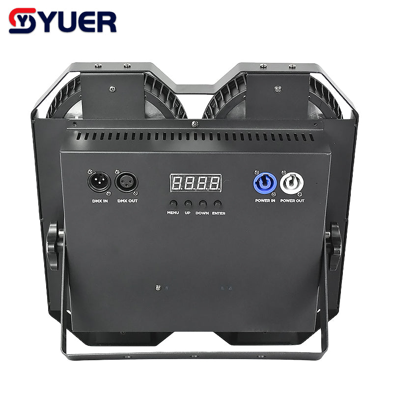 YUER™️ NEW  4 eyes 4X50W Cool Warm White  COB + RGB Flood Blinder Lights DJ Audience Stage Lighting Effect Disco Bar Wedding Party