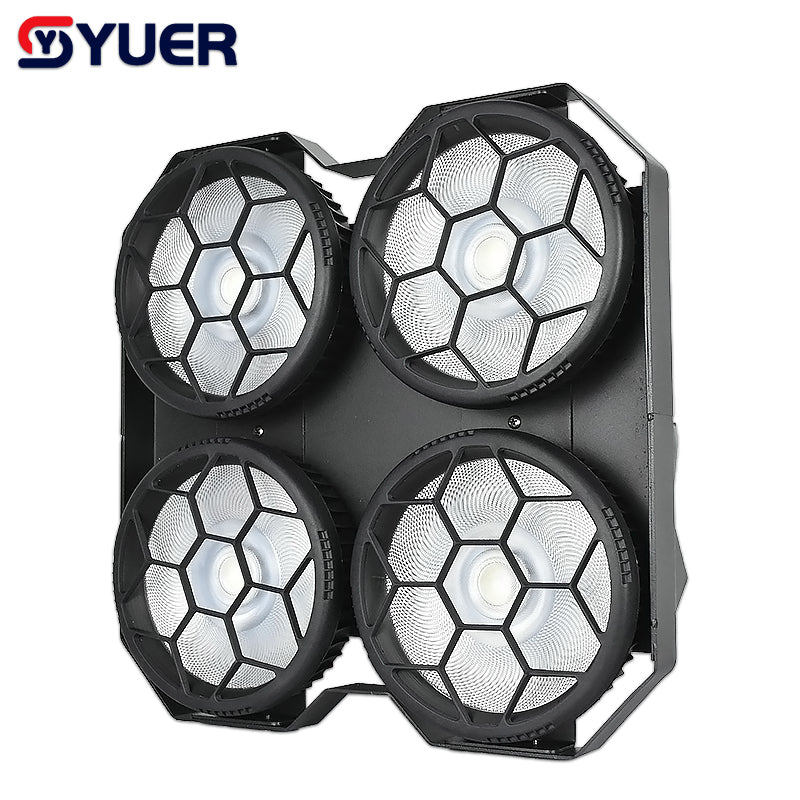 YUER™️ NEW  4 eyes 4X50W Cool Warm White  COB + RGB Flood Blinder Lights DJ Audience Stage Lighting Effect Disco Bar Wedding Party