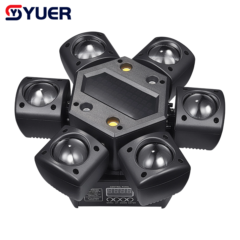 YUER™️12X3W Beam LED+3X3W Spot LED RGBW 4IN1 6 Head Moving Head Light With RG Laser +Strobe Effect Remote Control DMX Stage Lighting for Disco Music Bar Party