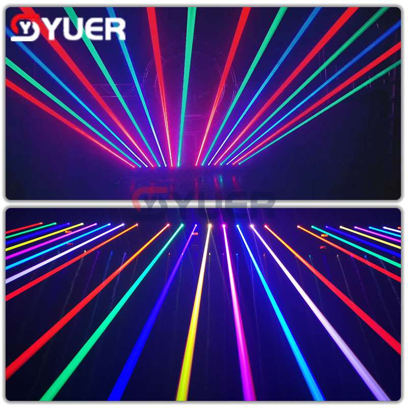 YUER™️ 8 Eyes Full Color RGB Laser Bar Light DMX512 Stage Strobe Effect Projector DJ Disco Party Dance Floor Bar Club Music Restaurant