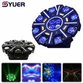 YUER™ 12x10W RGBW LED Bee Eye 8 Arm Little Diamond Moving Head Light RG Laser 9 RGB Light Strips With Wash Effect DMX512 For DJ Disco Party Bar Club Wedding Stage Lighting