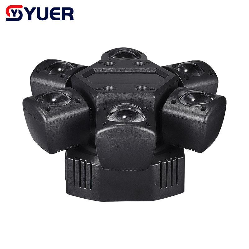 YUER™️12X3W Beam LED+3X3W Spot LED RGBW 4IN1 6 Head Moving Head Light With RG Laser +Strobe Effect Remote Control DMX Stage Lighting for Disco Music Bar Party