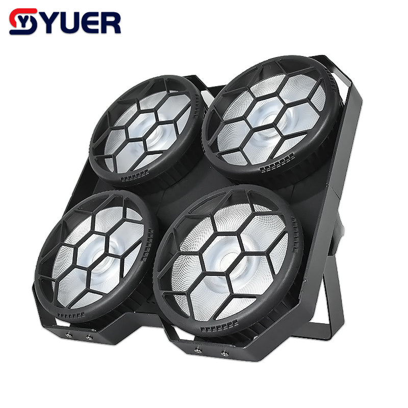 YUER™️ NEW  4 eyes 4X50W Cool Warm White  COB + RGB Flood Blinder Lights DJ Audience Stage Lighting Effect Disco Bar Wedding Party