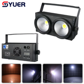 YUER™️ Marca Nueva Actualización 2 Ojos 2x100W Blanco+Blanco Cálido 2EN1 LED COB Luz Estroboscópica Fría y Blanca Cálida Iluminación Profesional para Escenarios y Fiestas de DJ