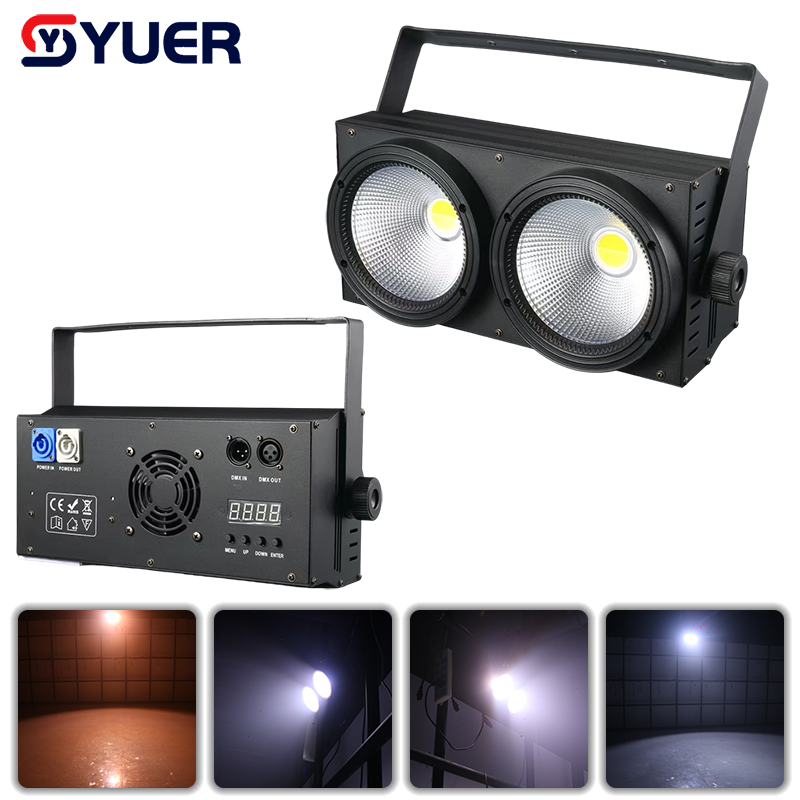 YUER™️Brand New Upgrade 2Eyes 2x100W White+Warm White 2IN1 LED COB Blinder Light Cool and Warm White Professional DJ Party Stage Effect Lighting