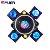 YUER™️ NEW LED 4X10W RGBW 4 Moving Head Beam Light DMX512 Controlled With Ring RG Laser Strobe Effect Disco Music Dance Bar Party Light