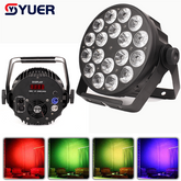 YUER™️ NEW 200W Sound Music Effect Stage Light 18x18W RGBWA+UV 6IN1 LED Flat Par Light Disco Par Light Wedding Party Holiday Spotlight