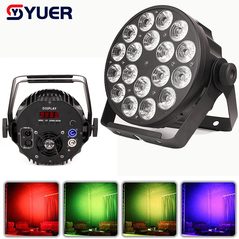 YUER™️ NEW 200W Sound Music Effect Stage Light 18x18W RGBWA+UV 6IN1 LED Flat Par Light  Disco Par Light Wedding Party Holiday Spotlight
