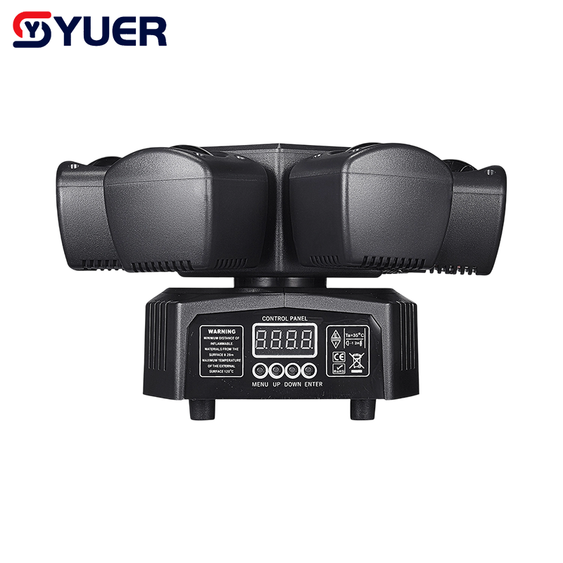 YUER™️12X3W Beam LED+3X3W Spot LED RGBW 4IN1 6 Head Moving Head Light With RG Laser +Strobe Effect Remote Control DMX Stage Lighting for Disco Music Bar Party