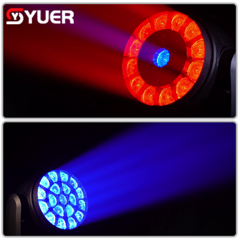 YUER™️19X40W RGBW 4IN1 LED Moving Head Light WASH ZOOM Voice Control Circle Control Effect RDM DMX512 For Ktv Disco Dj Bar Stage Lighting