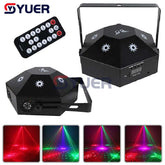 YUER™️ RGB 8 Eyes Hot Wheels Laser Light With DMX512 Voice Control Strobe DJ Disco Stage Wedding Party Dance Floor Indoor Projector
