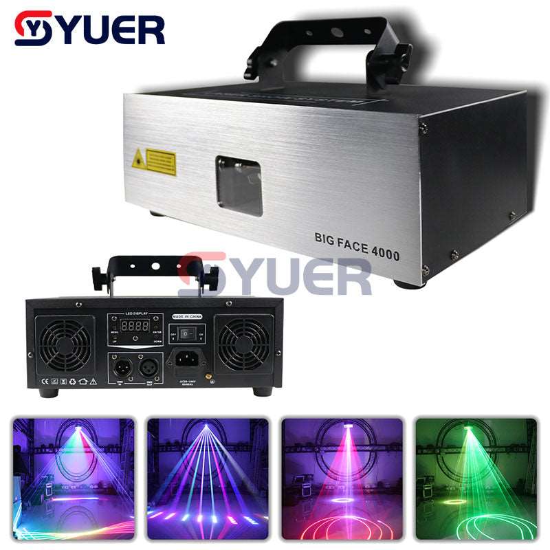 YUER™️ NEW 2W 3W RGB Full Color Animated Scanning Laser Light Laser Beam Projector DMX512 For DJ Disco Stage Wedding Music Party Bar