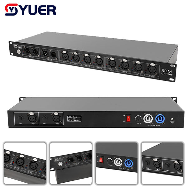 YUER™️ DJ Stage Light RDM Distribution 8 Way DMX Controller