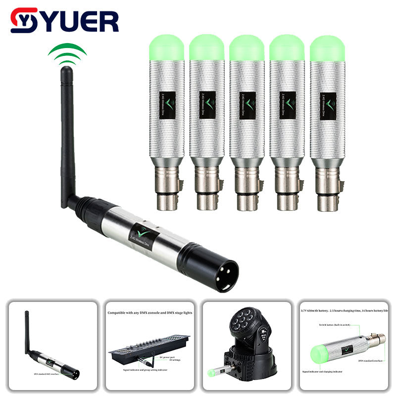 YUER™️ DMX512 Wireless Receiver or Transmitter Laser Light 500m Controller Receiver or Transmitter 2.4G for LED Stage Light LED Light