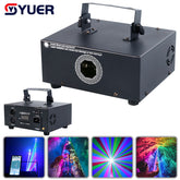 YUER™️ NOUVEAU Laser RGB 2W Modifiable par Application Téléphonique avec Logiciel, Scanneur DMX, Animation, Projecteur Lumineux pour Noël, Disco, DJ, Club, Fête, Spectacle, Scène