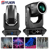 YUER™ Mini 275W Beam Spot Effet givre arc-en-ciel à mise au point électronique avec anneau lumineux, lyre asservie pour éclairage de scène, DJ, Disco, Lampe à contrôle DMX