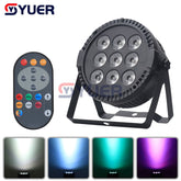 YUER™️ 9x6W RGBW LED Flat Colorful Par Light With Remote Control DMX512 Control For DJLive Disco Family Party Bar Stage Effect Light