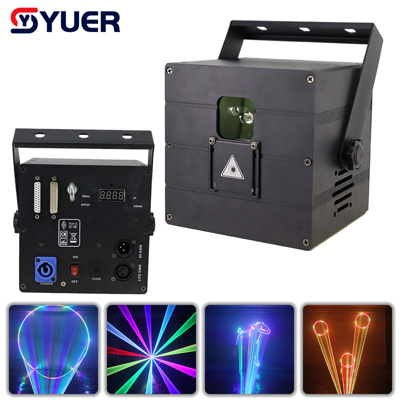 YUER™️ 1W 2W 3W 4W 5WRGB 3D Animation Beam Scanner Stage Laser Light Projector DJ Disco Bar Club Home Party Dance Floor Xmas Effect Show