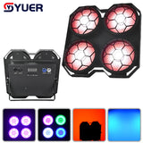 YUER™️ NEW  4 eyes 4X50W Cool Warm White  COB + RGB Flood Blinder Lights DJ Audience Stage Lighting Effect Disco Bar Wedding Party