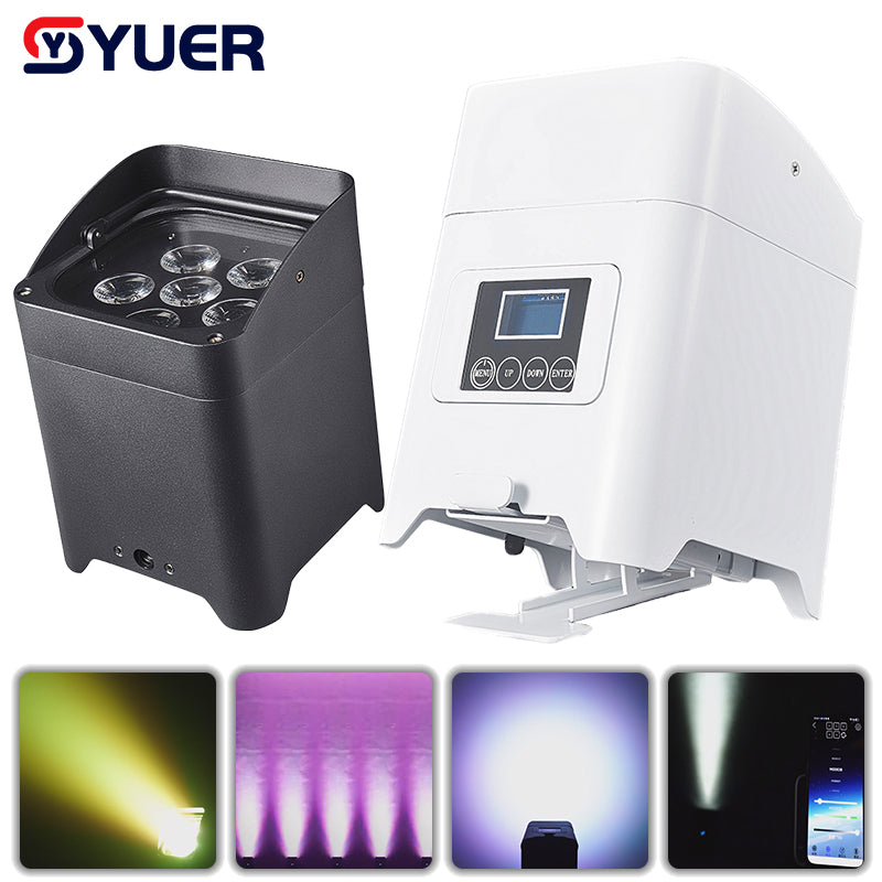 YUER™️ Battery Wireless Waterproof Par Light 6X18W RGBWA-UV 6IN1 LED Par Light DMX512 Automatic Voice Control for DJ Disco Stage Indoor Bar