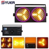 YUER™️ Lumière d'ambiance LED COB 2 projecteurs Blinder 6x30W à effet stroboscopique avec anneau RVB 102x0.2W DMX512 Éclairage de scène Dj Disco