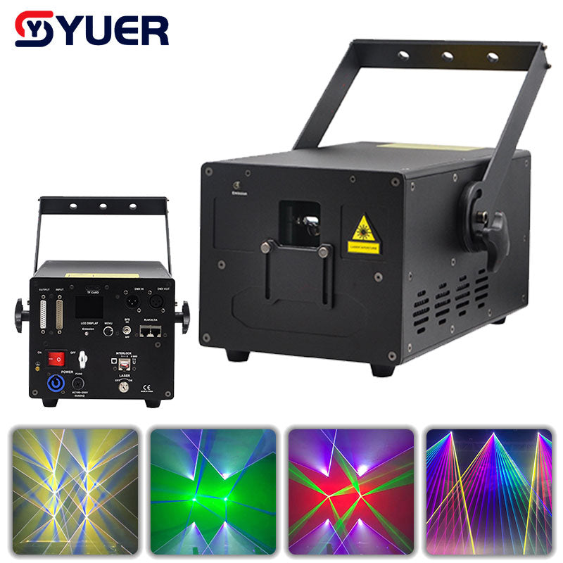 YUER™️ Full Color 10W 40KPPS ILDA Scanner Laser Show RGB Projector Ultra DMX512 Party Lights Decoration Nightclub Disco Xmas DJ Disco
