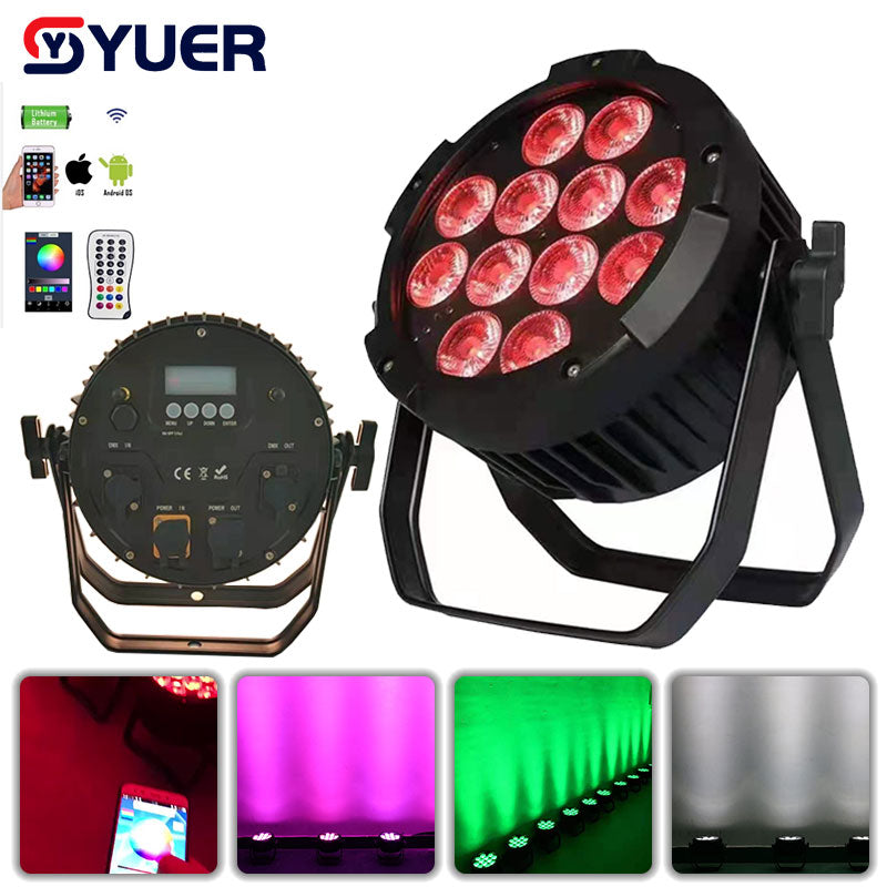 YUER™️ LED Waterproof  Battery Par Light 12x18W RGBWA+UV 6IN1 LED Stage Light Par Light With DMX512 For Disco DJ Projector Party Decoration Night Light