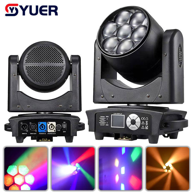 YUER™️ 7x40W RGBW 4IN1 LED Bee Eye Zoom Moving Head Light Dmx 512