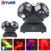 YUER™️ NOUVEAU Moule 12X10W 3 tête mobile lumière avec Laser RVB avec lumière d'ouverture pour DJ Disco scène mariage musique fête Bar