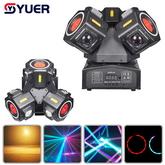 YUER™ 9x10W RGBW 4in1 +9x10W Strobe +2 Red 1 Green Laser 3 Arm Moving Head Light With Ring Beam Laser Strobe Effect DMX512 Remote Control For DJ Disco Club Wedding Party Bar Stage Lighting