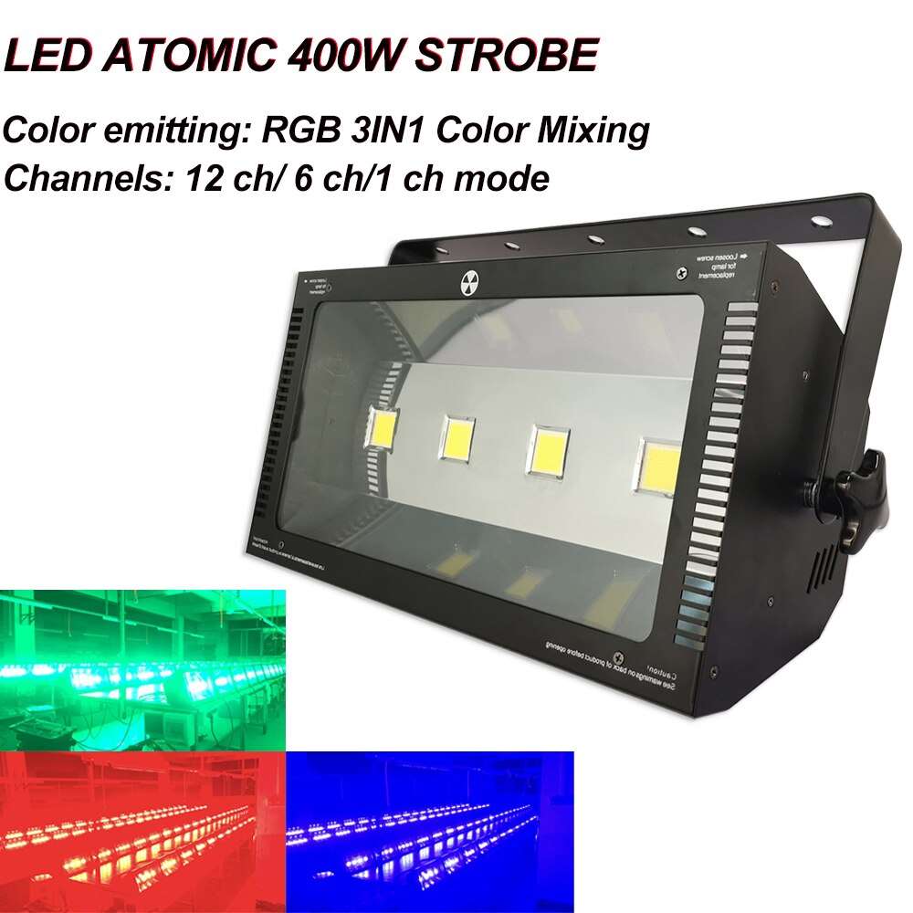 YUER™️ LED Stage Light 400W RGB White LED Strobe 4x100W DMX LED Strobe Control Sound Flash Party Wedding Holiday DJ Lighting Effect