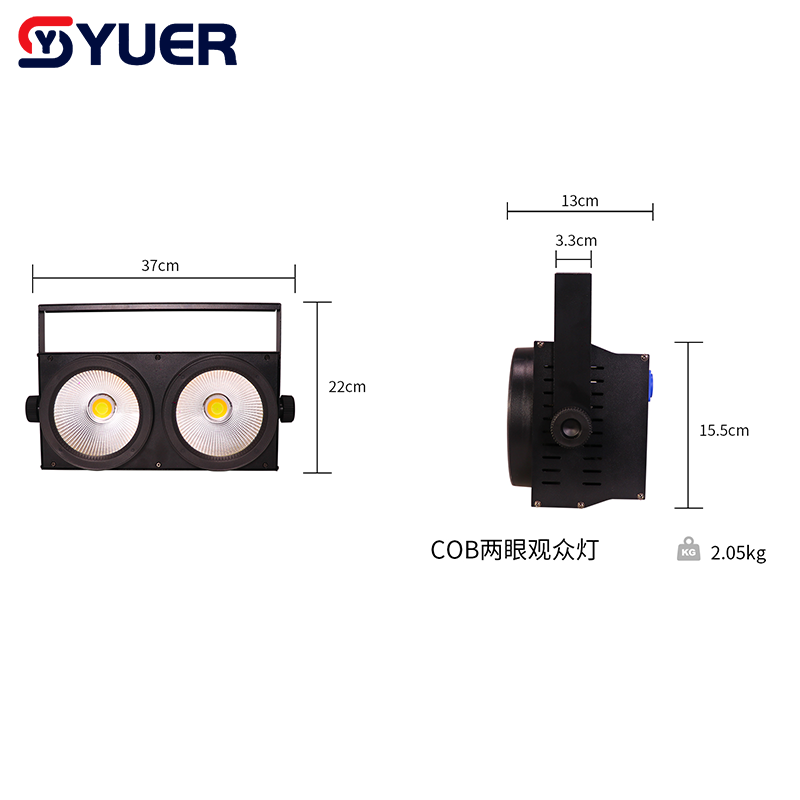 YUER™️Brand New Upgrade 2Eyes 2x100W White+Warm White 2IN1 LED COB Blinder Light Cool and Warm White Professional DJ Party Stage Effect Lighting