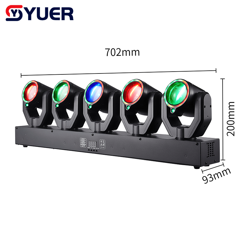 YUER™️Mini 5X30W Moving Head Light With LED Ring 5X100mw Green Lasers Effect DMX512 For DJ Disco Party Stage Effect Lighting Night Club Bar Light