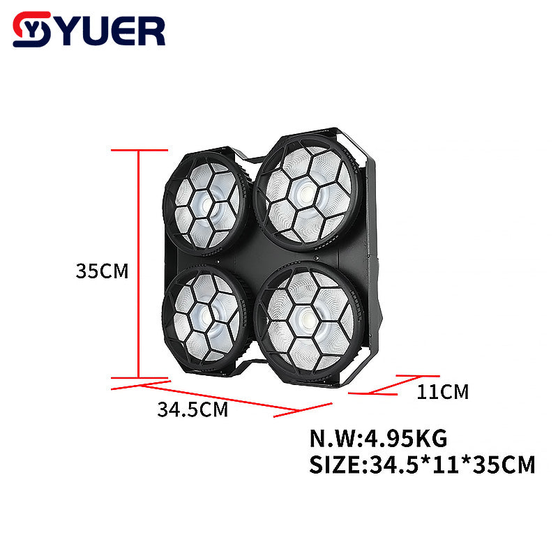 YUER™️ NEW  4 eyes 4X50W Cool Warm White  COB + RGB Flood Blinder Lights DJ Audience Stage Lighting Effect Disco Bar Wedding Party