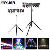 YUER™ 14x3W +12x4W RGBW +5x10W Gold Strobe Mini 6 Head Moving Head Rack Light With RG Laser Beam Bee Eye Wash 14pcs iridescent light strips Effect DMX512 For DJ Disco Party Bar Club Wedding Stage Lighting