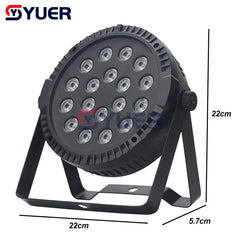 YUER™️ Luces de escenario profesionales 18LED RGB 3 en 1 Par Light Mezcla de colores DMX para fiestas DJ Discoteca Espectáculo de música con control de aplicación Luz nocturna 