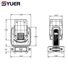 YUER™️ NEW Profession 380W 20R Beam Spot Wash Moving Head Light Double Prism Zoom DMX512 For Disco DJ Music Ball Party Nightclub